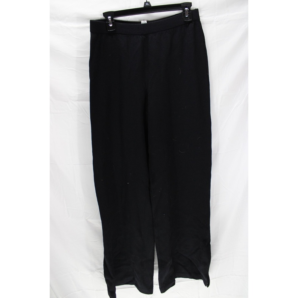 St. John Evening Santana Knit Pants Size‎ 10 Embellished Black Wide Leg Pull On